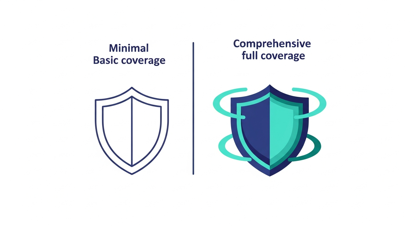 Comparison diagram showing liability-only versus full coverage car insurance protection levels